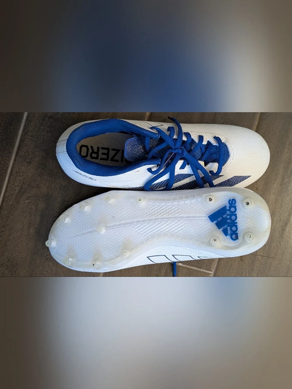 Adidas Adizero Electric 2 Football Cleats Blue White Mens Size 8 Worn Once EUC
